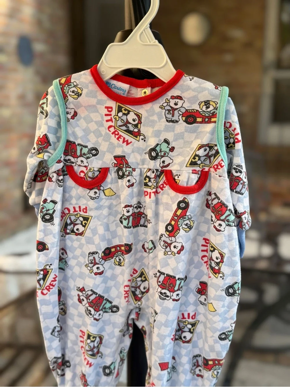 Vintage Carter's Baby Boy Pit Crew Racing Long Sleeve Romper, 6M